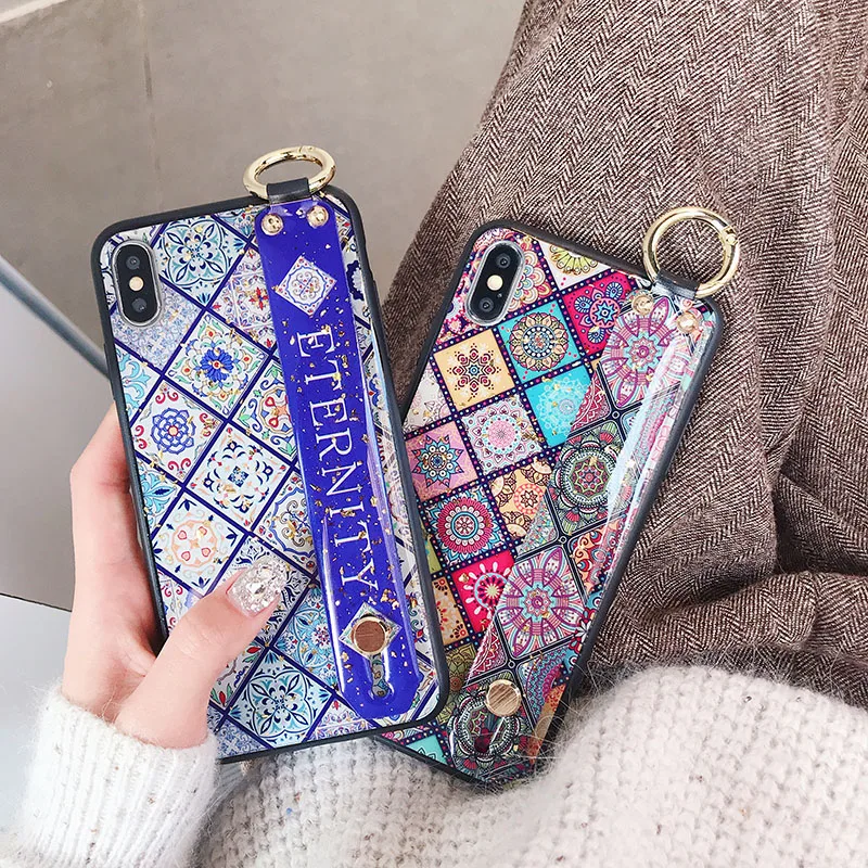 

Phone Holder Case For Huawei P30 P20 Pro P10 plus Mate 20 Pro Honor 10 V20 V10 Nova 4 Wrist Strap Case Wristband Back Cover