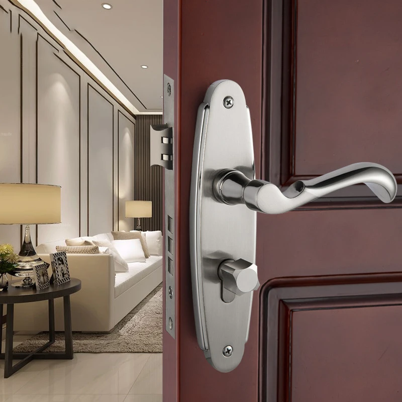 OSPON indoor bedroom dedicated solid wood door handle lock, modern ...