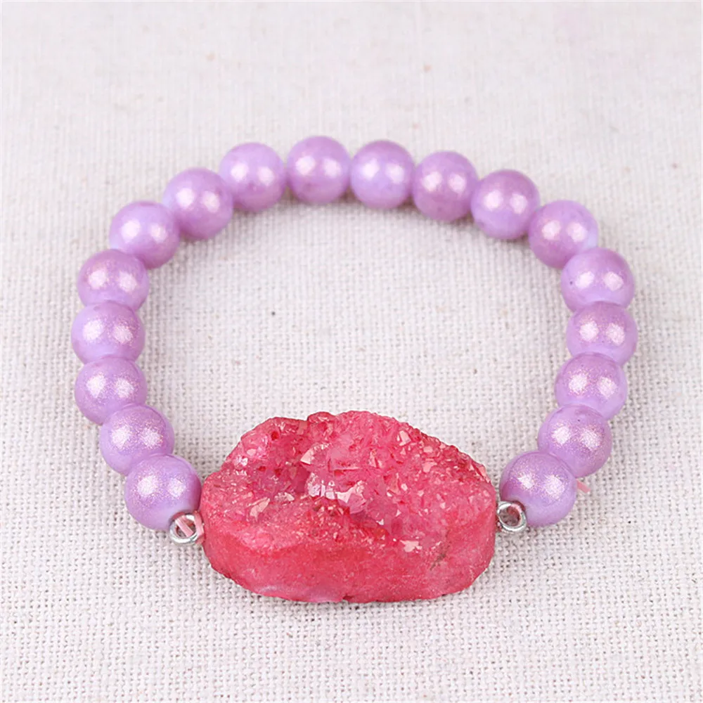 

1PC Women's Jewelry Beaded Bracelet Drusy Connector Cluster With Natural Stone Agates Women's Gift