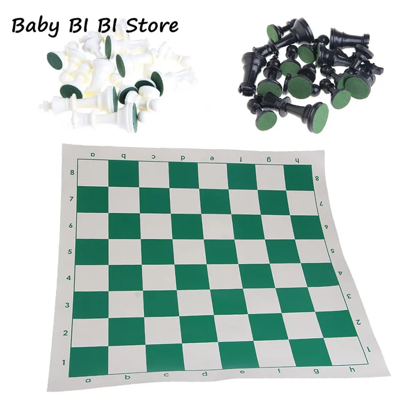 

International 32 Pieces Chess Game Set Plastic With Chessboard Chessmen Kid Gift Chess Game