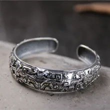 Тайская мифическая зверь, металлический 925 пробы, серебряный браслет, ретро стиль, подарочные браслеты