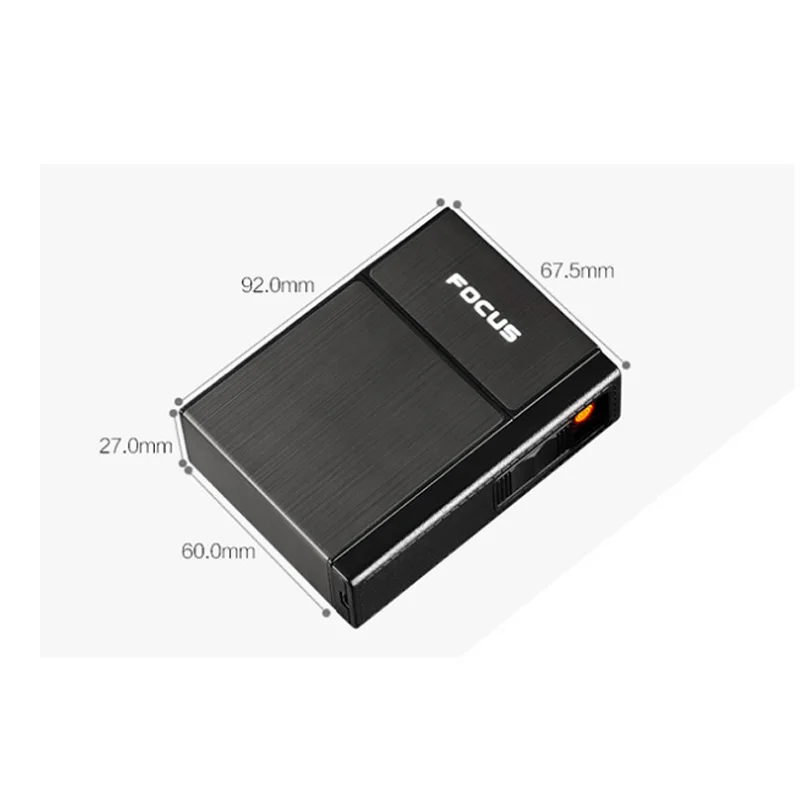 (20 сигарет) USB портсигар с электронными зажигалками Зарядка Электрический