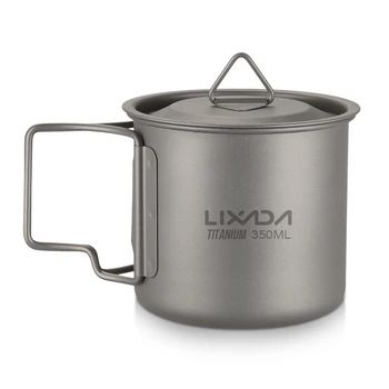 

Lixada New Ultralight Titanium Cup Pot with Foldable Handle Outdoor Camping Titanium Bowl Portable Picnic Water Cup Mug