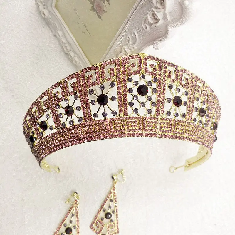 HIMSTORY Magnificent Purple Crystal Queen Princess Crown Tiaras Fashion