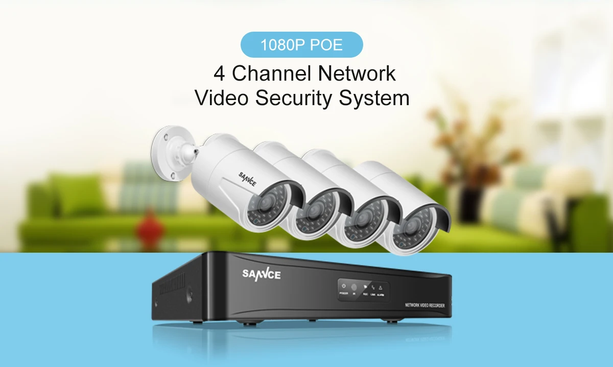 Sistema de Segurança Sistema de Câmera de Vigilância ir ao ar Sannce Rede Poe Nvr Kit Cctv 2.0mp Câmera ip Visão Noturna Livre 4ch 1080 p 2 Sistema de vigilância