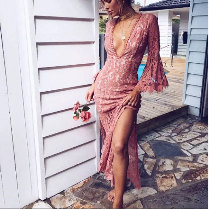 2017 г. пикантные Для женщин Boho Длинные Макси платья летних вечеринок вечернее