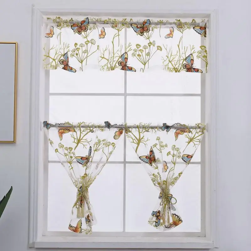 

Short Butterfly Curtains tulle For Kitchen Tulle living room windows Decoration