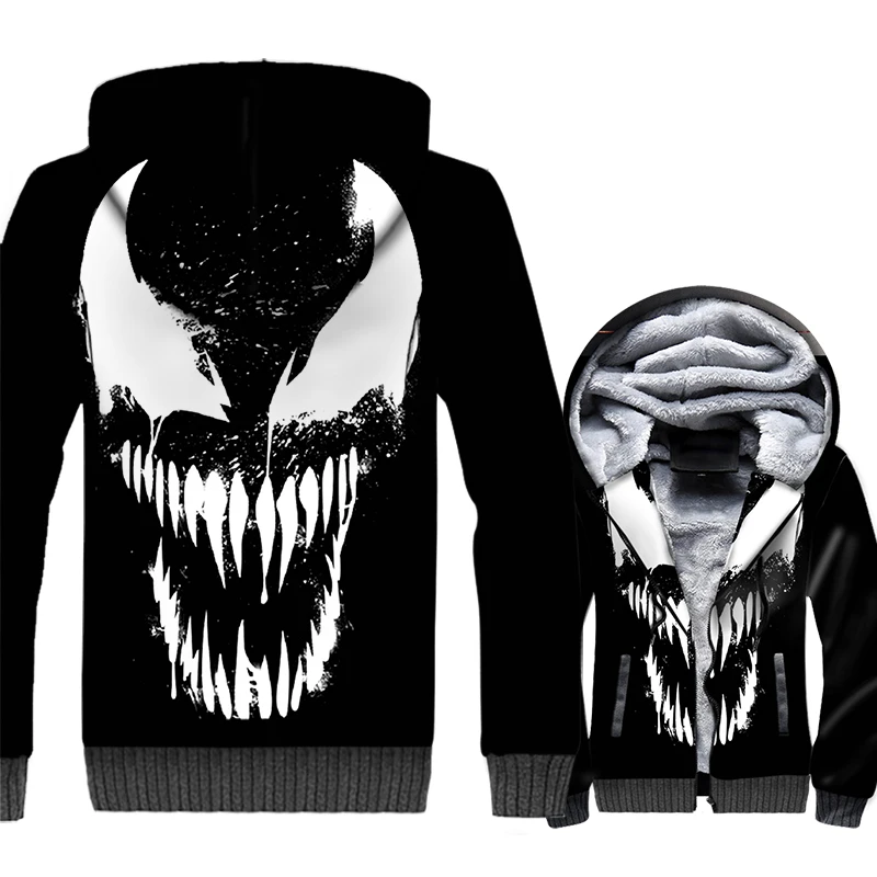 

2018 Fashion Sweatshirts For Men Autumn Winter Thick Hoodies 3D Movie VENOM Streetwear Men's Sweatshirt Harajuku Hoodie Jacket