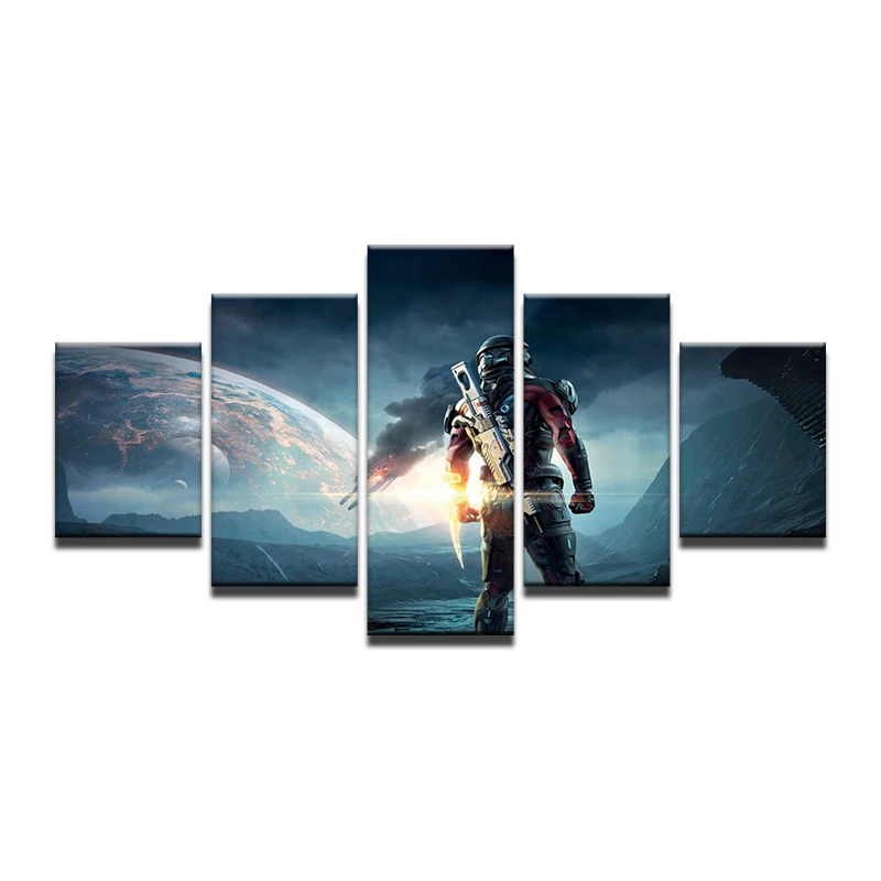 5 Pieces Canvas Game Poster Mass Effect Andromeda Home Decor Painting