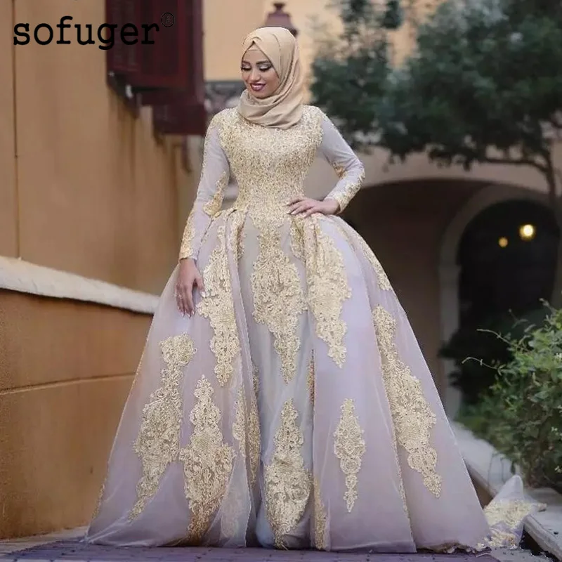 2022 Dubai Muslim Mermaid  Wedding Dresses  Long Sleeve With 
