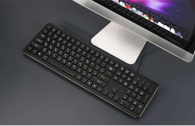 KB940 USB Проводная русская клавиатура, черная мультимедийная клавиатура, 108 клавиш, низкий уровень шума, эргономичная клавиатура для настольного компьютера
