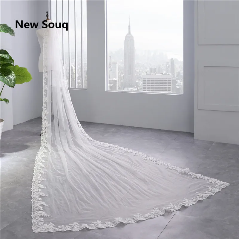 

Lace Edge Long Wedding Real Image Bridal Veil Outdoor Beach Wedding Accessories voile mariage