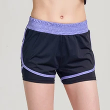 Для женщин спортивные эластичные быстросохнущая шорты для бега силовых тренировок дышащая Фитнес шорты для йоги с безопасности Короткие штаны K312