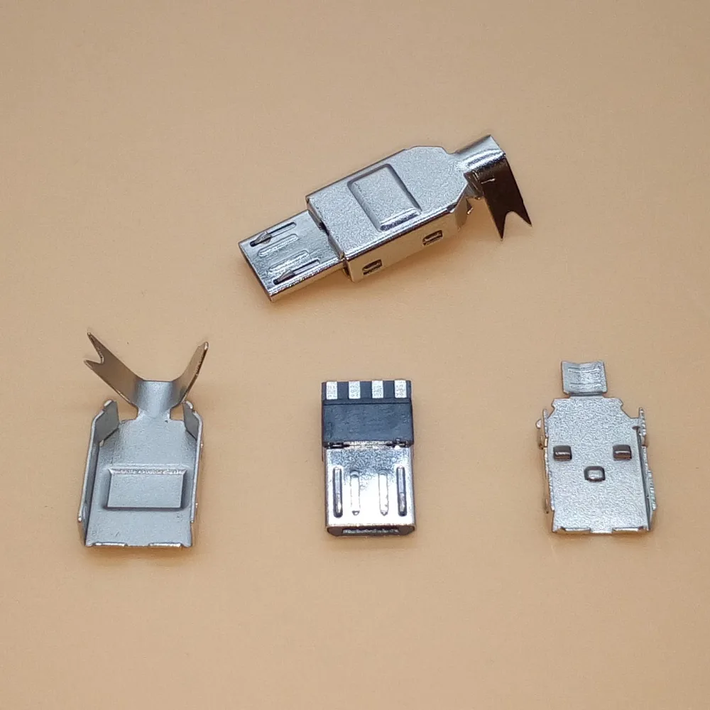 

5set Micro USB 5PIN Welding Type Male Plug Connector Charger 5P USB Tail Charging jack 4 in 1 Metal Parts