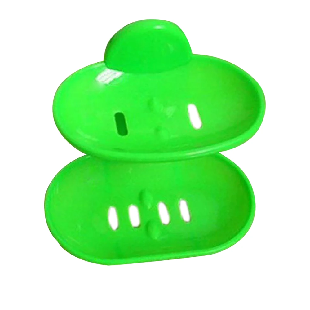 

Double Layer Bathroom Powerful Suction Cup Drain Soap Holder Dish Plate Green