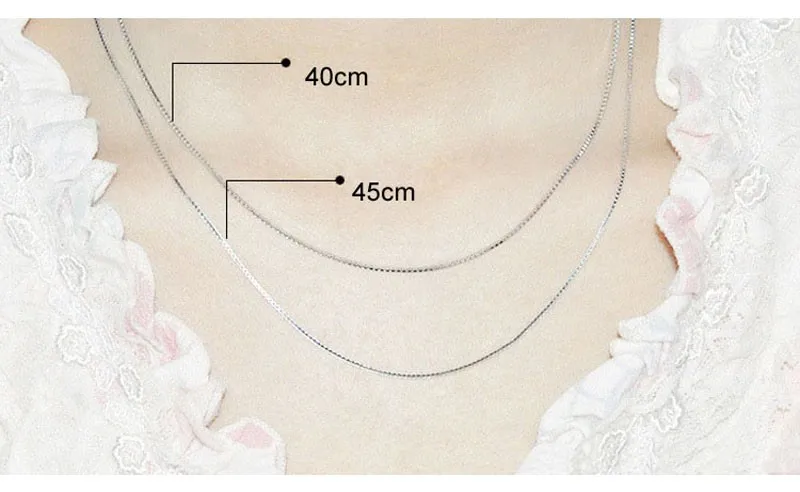 0,8 мм настоящее чистое цельное 925 пробы Серебряное ожерелье цепочка для женщин коробка Основные цепи ювелирные изделия Женское Ожерелье ключицы