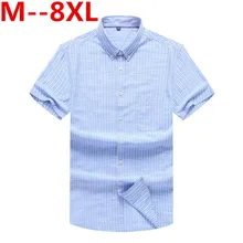 10xl 9xl 8xl большой размер, свободного кроя подходит Рубашка в полоску короткий рукав Camisas Para Hombre мягкая хлопковая рубашка в клетку Chemise Homme, Повседневная рубашка