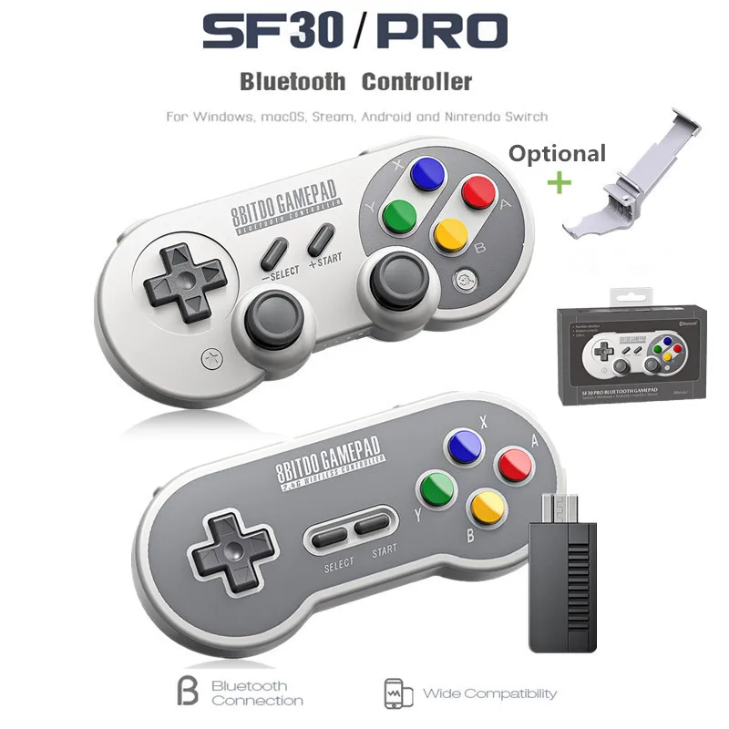 

8Bitdo SF30 Pro Gamepad Controller Joystick for Nintendo Switch Windows Mac OS Android Rumble Vibration Motion Controls USB-C