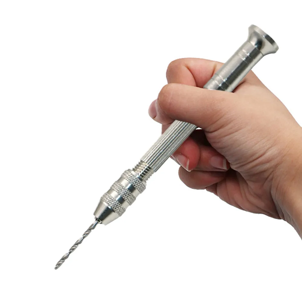 

10pc Twist Drill Bit Rotary Mini Micro Aluminum Hand Drill With Keyless Chuck Watch Band LinK Remover Watch Repair Tool Kit Set