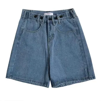 

Summer retro casual adjustable loose denim shorts