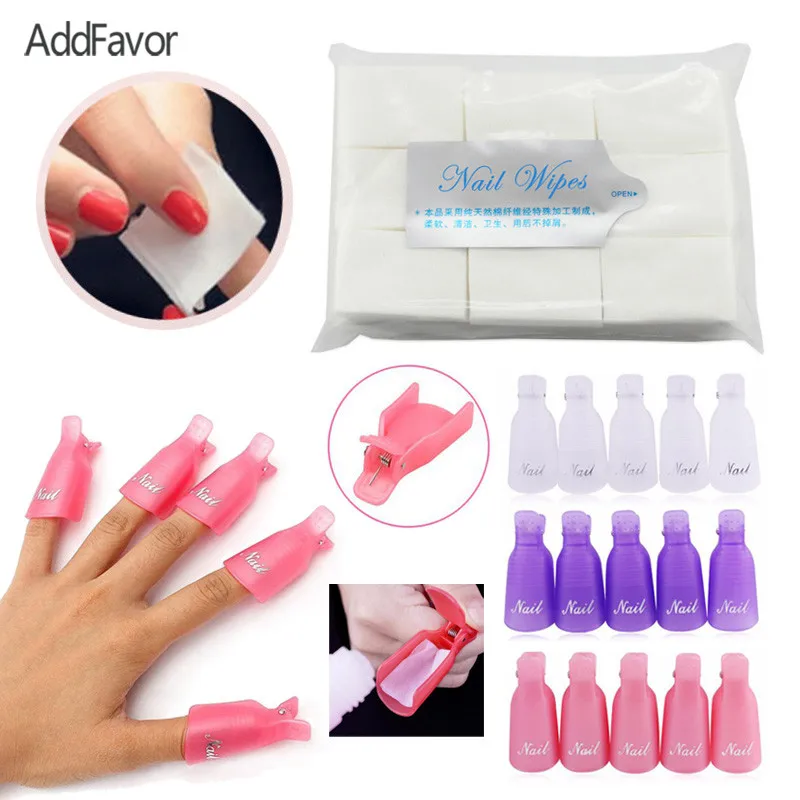 

AddFavor Nail Tool Set 900pcs Nail Polish Remover Wipes Polish Removal Holder Clip DIY Beauty Art Makeup Removal Cotton Tissues