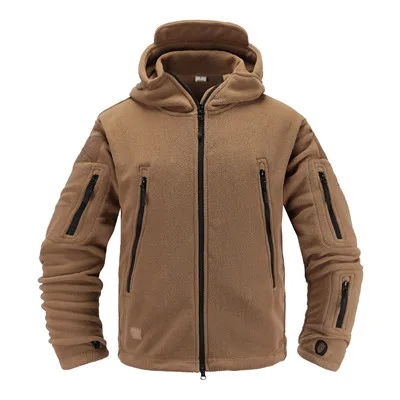 Мягкая оболочка Военная флисовая куртка мужская уличная спортивная тактическая ветрозащитная теплая куртка для охоты армейская одежда - Цвет: Хаки