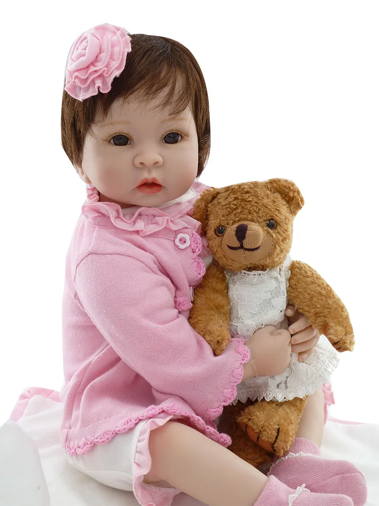 

Lifelike 55CM Soft Body Silicone Girl Reborn Baby Doll Toy Like Alive 22 Inch Princess Birthday Gift Fashion Present