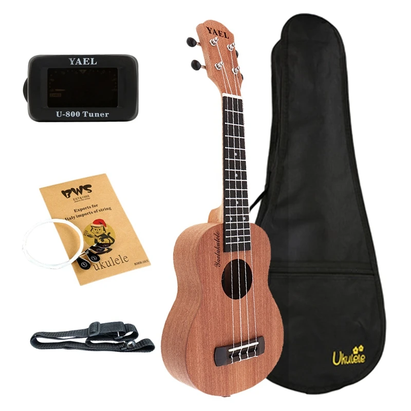 Yael концертные комплекты укулеле 23 дюймов Сапеле дерево 18 лад Гавайи четыре струны гитары с сумкой тюнер Капо ремень Stings медиаторы Musica - Цвет: Wood