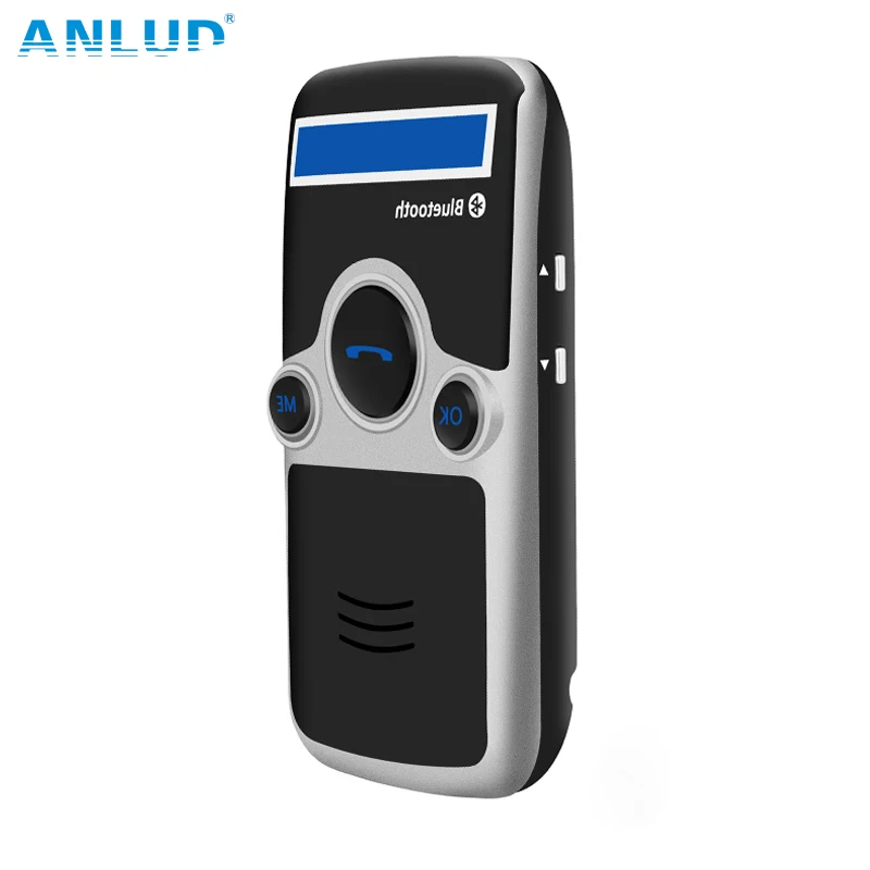 

ANLUD Solar Bluetooth Handsfree Car Kit FM Stereo Transmitter Many Language LCD Display Powered Speakerphone Wireless Bluetooth