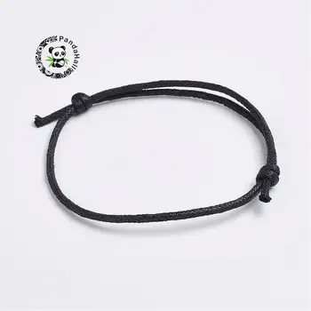 

50Strands Black Adjustable Wax Cord Bracelet Making Diameter: 50~75mm 2mm