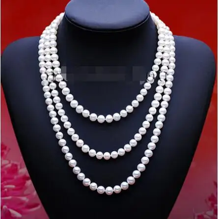 

Free shipping hot sale Women Bridal Wedding Jewelry >>Sale100% Real Natural White Round Freshwater Pearl Jewelry Necklace