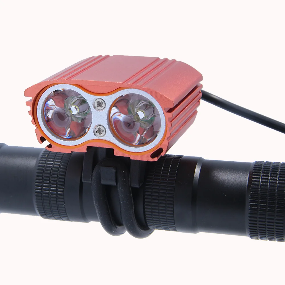 Walkfire водонепроницаемый 5000 люмен 2x T6 велосипедный светильник велосипедный налобный фонарь велосипедный передний головной светильник+ батарейный блок+ зарядное устройство 4 режима переключения - Цвет: Red 10000mah