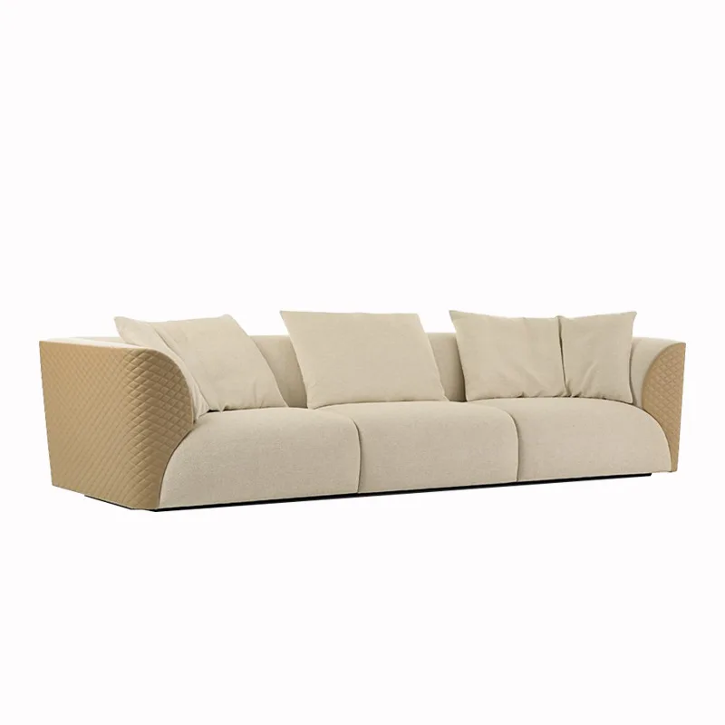 Высококачественный диван для виллы, роскошный постсовременный диван из искусственной кожи, итальянский клубный дом для отеля - Цвет: 3 SEATER  fabric pu
