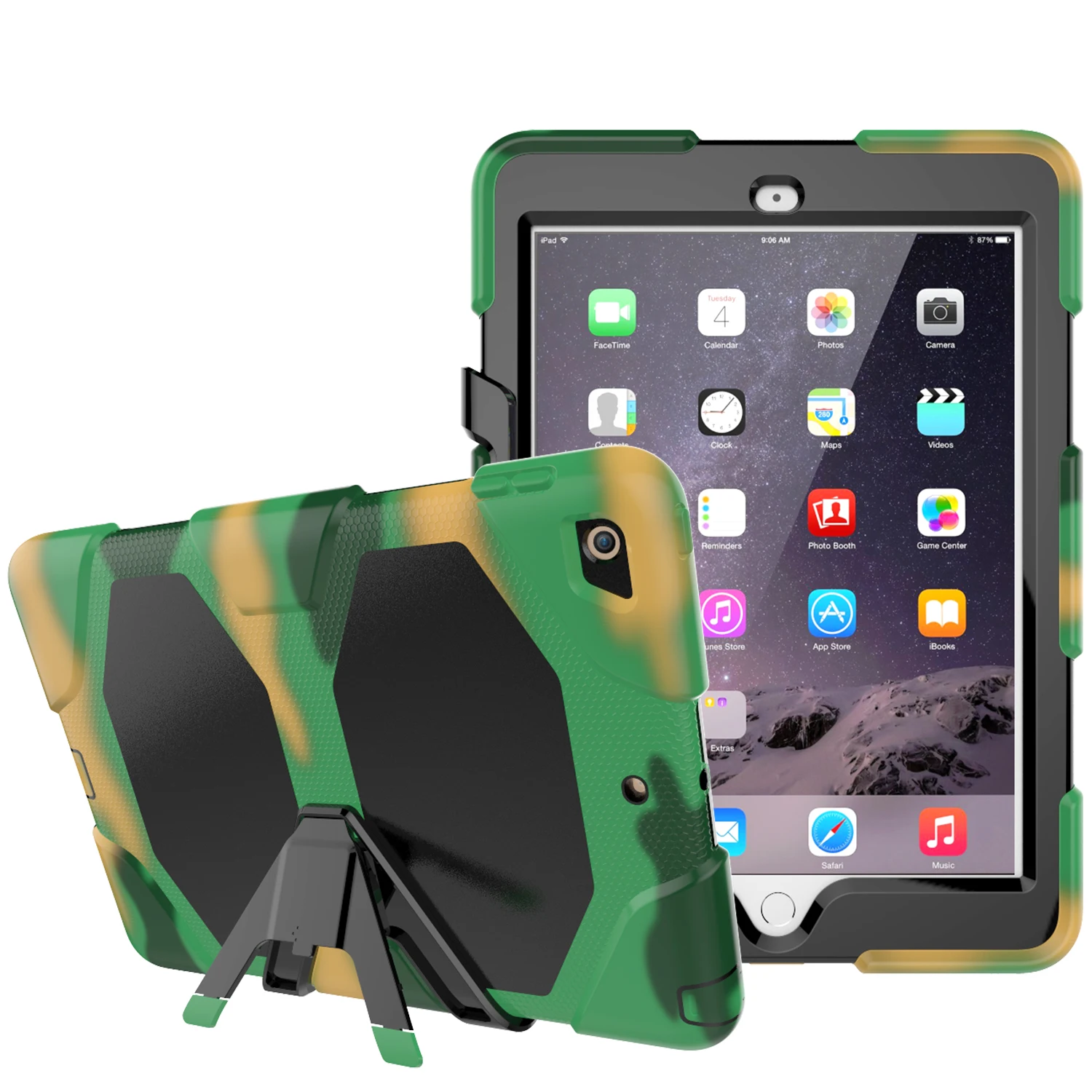 For New iPad 9.7 Inch 2017 Kickstand Case,Heavy Duty Shockproof Rugged