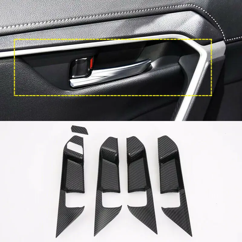 

5pcs Car Interior Door Handle Frame Cover high quality Black ABS auto Decorative Covers Trims moulding For Toyota RAV4 2019-2020
