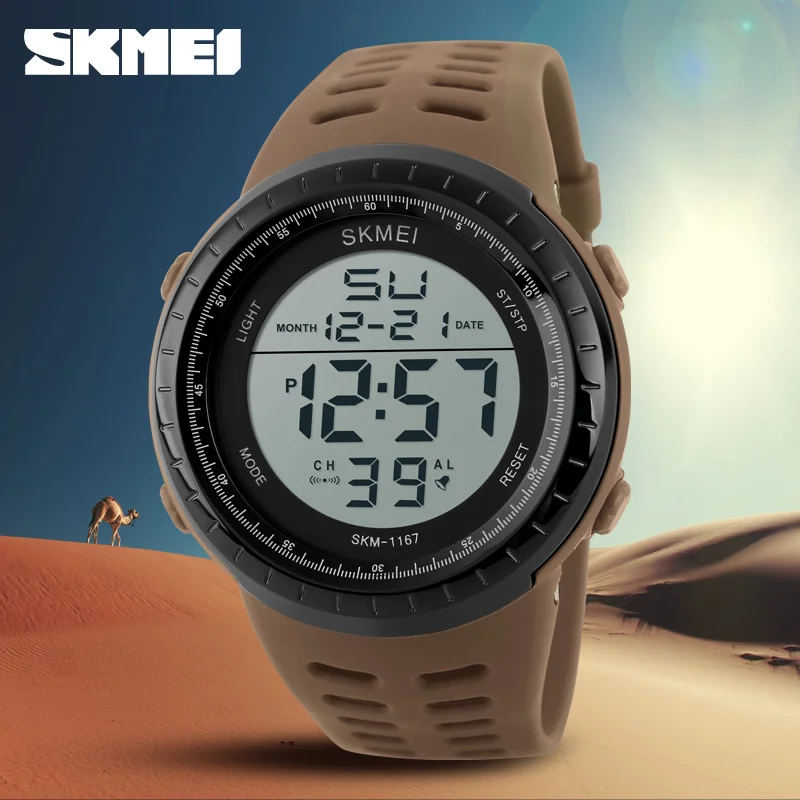SKMEI رجل الساعات الفاخرة الرياضة الجيش في الهواء الطلق 50 m ساعة رقمية ضد الماء العسكرية عارضة الرجال المعصم Relogio Masculino