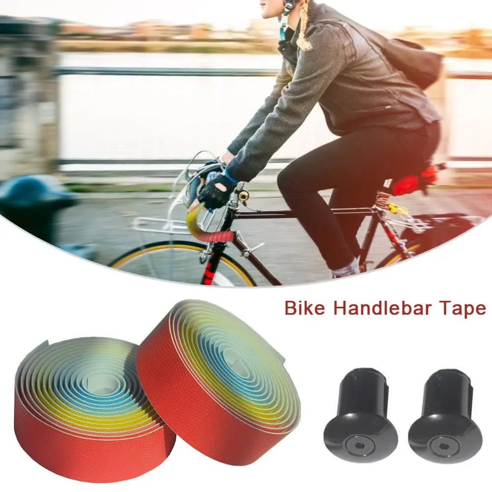 自転車自転車ハンドルバーテープ虹色コンフォートロードバイクハンドルテープ超軽量吸収衝撃と振動プラグ|ハンドルテープ| - AliExpress
