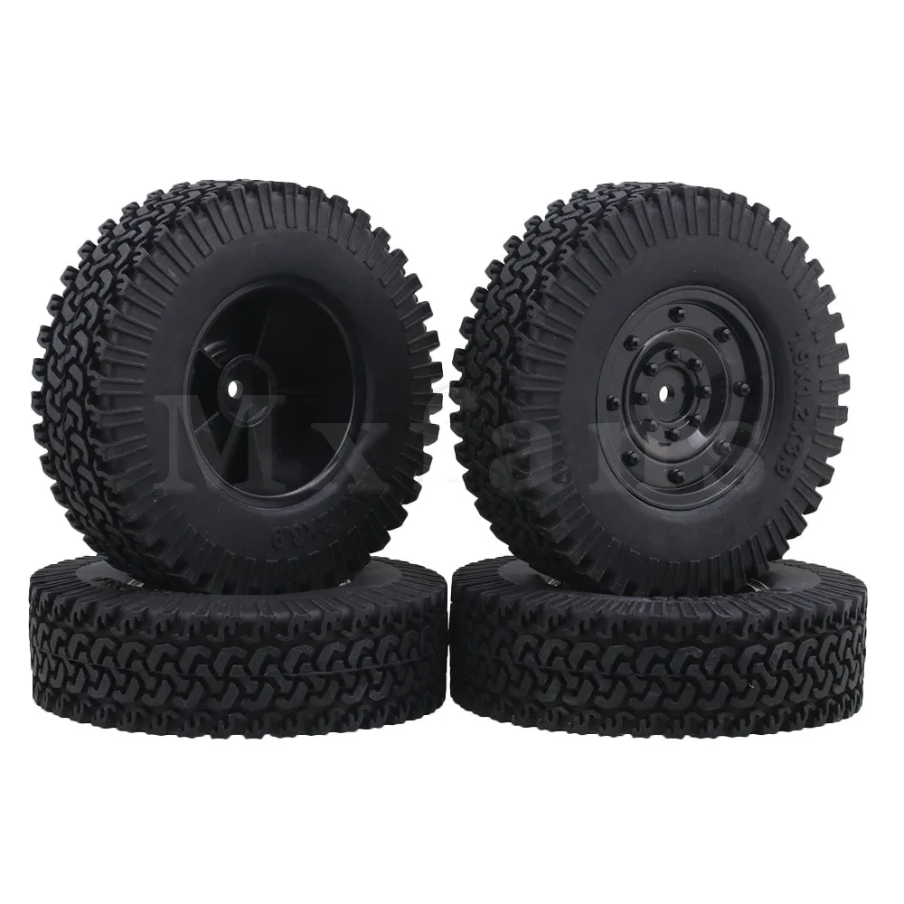 Mxfans 1 9 Inch Black Plastic Disc Shape Wheel Rims 98mm Rubber Tires for RC1 10