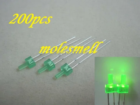 Novo Plana Topo Difundido Verde Difuso Led Leds Luz Lente Frete Grátis 200 Pçs 2mm