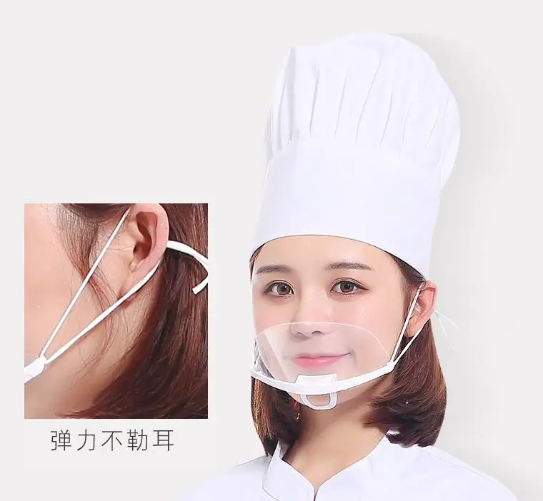 20 штук шеф-повара пластиковая прозрачная маска Анти-туман улыбка еда ресторан отель ресторанов питание Кухня