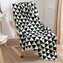 130x170 см мягкие трикотажные Одеяло дети двойной цвет мозаика геометрические солдат диван Пледы Одеяла черный белый серый