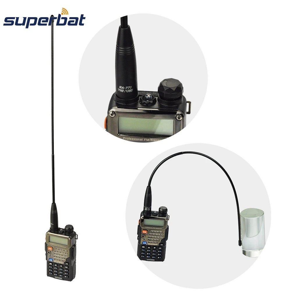 Superbat кнутая антенна 15 6 &quotVHF/UHF (144/430 МГц) SMA разъем для AnyTone BaoFeng Yaesu радиоантенна 'd
