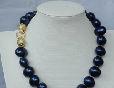

huij 004010 Dark Blue oval Sea shell pearl necklace-zircon clasp