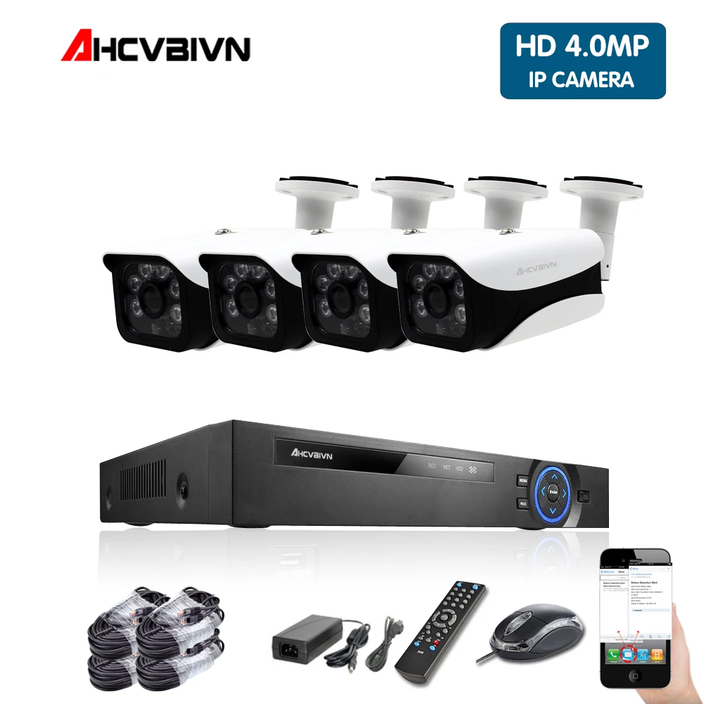  AHCVBIVN 5MP POE NVR Kit 4.0MP HD CCTV Sistema di telecamere di Sicurezza Audio monitor IP Camera P
