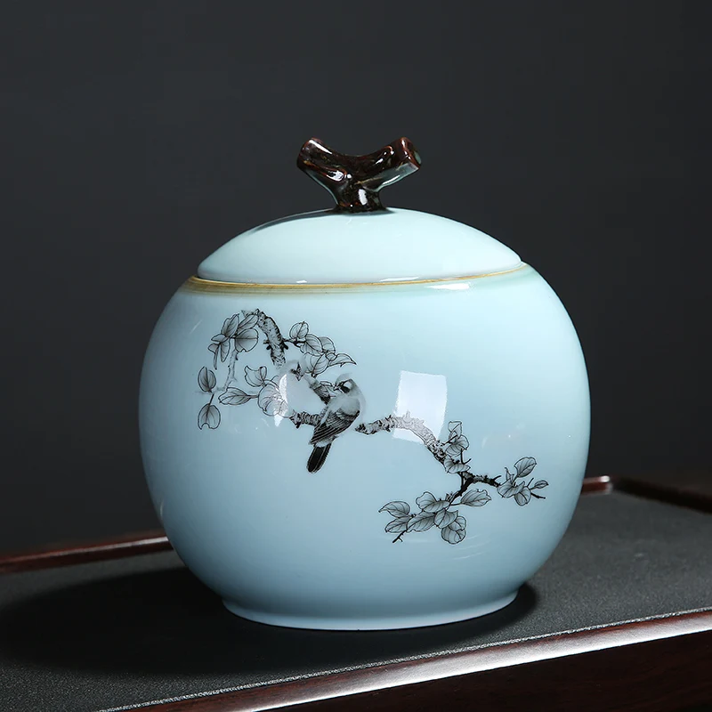 

Ceramic tea pot celadon seal pot number increase storage memory receives domestic Chinese style household storage tea urn POTS