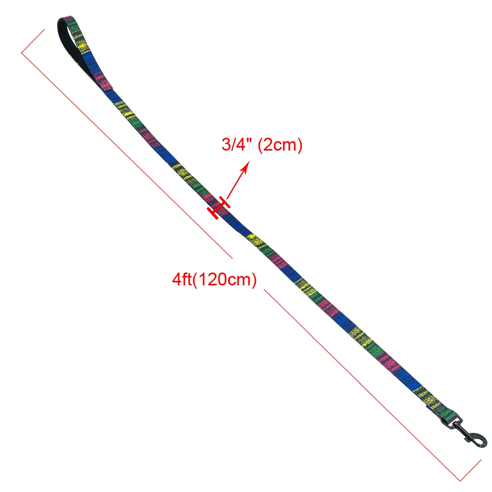 120 см собачий поводок Нейлон питомец собаки поводок для прогулок маленький большой Поводок для собак с мягкой ручкой полосатый Радужный цвет