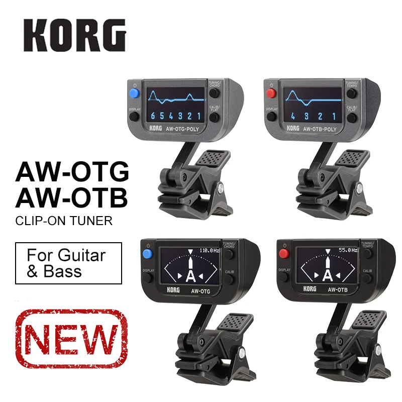 Korg AWOTG AWOTB AWOTG-POLY AWOTB-POLY полифонный клип-на гитарный тюнер регулировщик низких частот 0,1 центов тюнер для гитары, бас