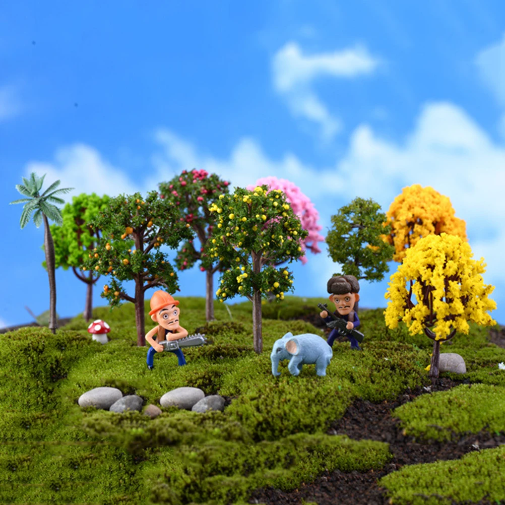 1PC artificial tree miniature plants fairy garden gnome moss terrarium decor for crafts bonsai