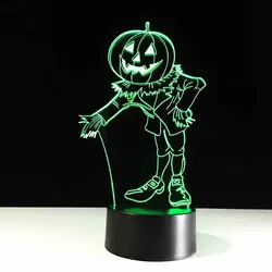 Домашний Декор USB 7 цветов изменить Творческий 3D тыквы человек светодиодный ночник Хэллоуин настольная лампа Спальня прикроватной
