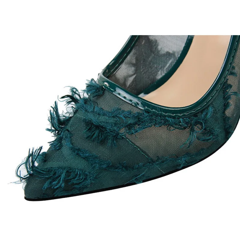 Bigtree Shoes Sexy Hollow Women Pumps Fashion Furry High Heels Women Shoes Wedding Shoes Women Party Shoes Black Stiletto